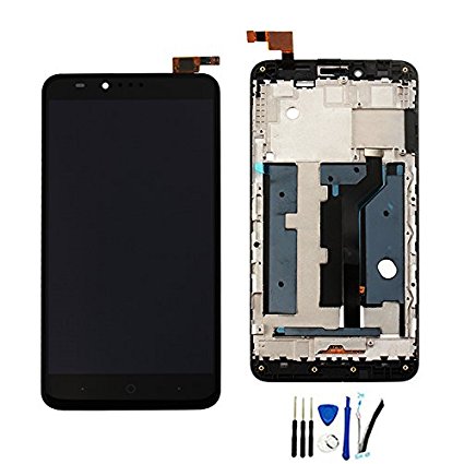 Full LCD Display Screen digitizer Touch panel Assembly For ZTE Zmax Pro Z981 replacement Black with Frame /Bezel
