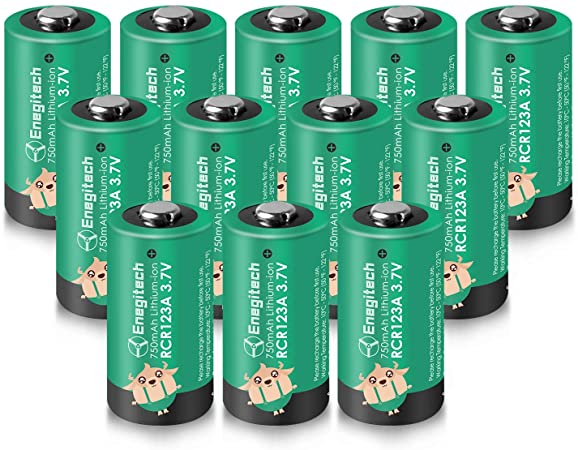 Enegitech CR123A Lithium Battery, CR123A 3.7V 750mAh Lithium Battery for ARLO Camera VMC3030 Flashlight Camcorder Toy Torch Alarm System - 12Pack