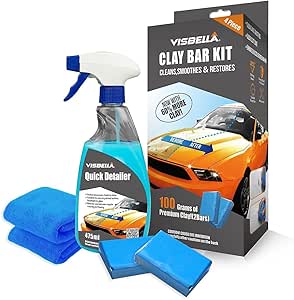 Visbella Clay Bars Auto Detailing Kit, Polishing, Lubricant and Waxing Kit for Car Detailing, Truck, SUV, Car Cleaning and Detailing Kit, with Extra Towel