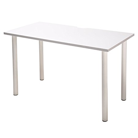 TOPSKY Home Office Computer Desk 47" Workstation with Caster/Foot Wire management hole 0.98inch Thickness Board(White)