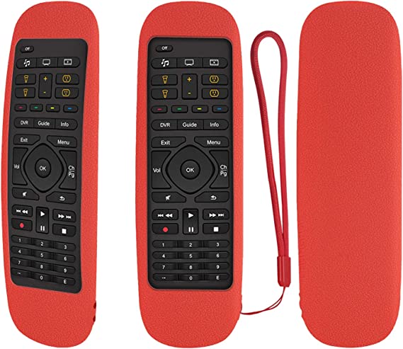 Protective Silicone Remote Case ONLY for Logitech Harmony Companion All in One Remote Control Shockproof Washable Skin-Friendly Remote Control Cover with Loop (Red)