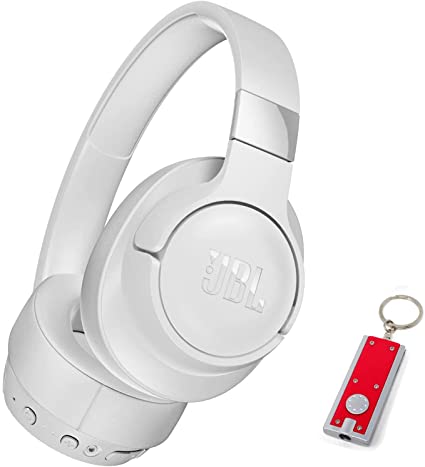 JBL Tune 750BTNC - On-Ear Wireless Bluetooth Headphones with Noise Cancellation, Includes LED Flashlight Key Chain Bonus (White)