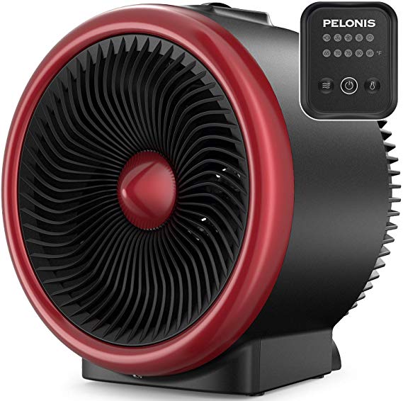 PELONIS PSH750R Space Vortex Heater with Air Circulator Fan, Electronic Adjustable Thermostat, ETL Listed, Auto Tip-Over & Overheat Protection for All Seasons & Whole Room, Red