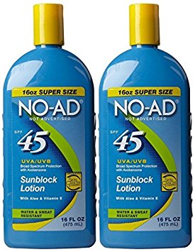 No AD Sunscreen Lotion SPF 45-16 oz, 2 pk