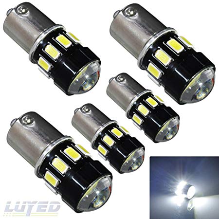LUYED 5 x 600 Lumens Super Bright Ultra Low Current 1156 5630 16-EX Chipsets 1156 1141 1003 7506 LED Bulbs Used For Back Up Reverse Lights,Brake Lights,Tail Lights,Rv lights,Xenon White