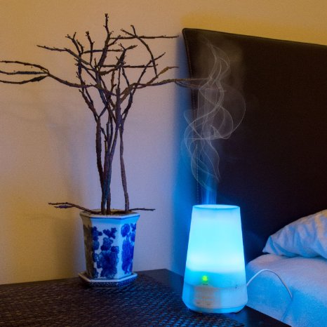 Comforday Aromatherapy Essential Oil Purifier Diffuser 9733 Waterless Auto off 9733 Ultrasonic Mist Air Humidifier with 4 Timer Settings and 7 Colors LED Changing Light UK 9733 A Perfect Portable item for Home Yoga Baby Room Office Spa Bedroom Kids room 9733