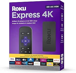 Roku Express 4K 2022 | Streaming Media Player HD/4K/HDR with Smooth Wireless Streaming and Roku Simple Remote with TV Controls, Includes Premium HDMI Cable, white-70 (Renewed)