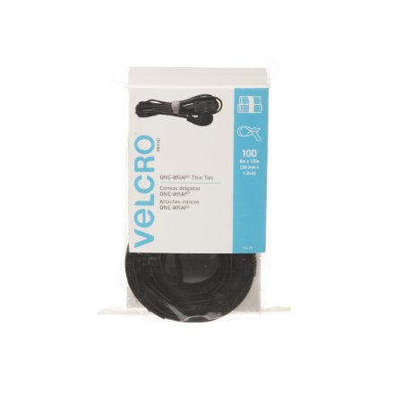 Velcro Reusable Self-Gripping Cable Ties, 0.5 Inches x 8 Inches Long, Black, 100 Ties per Pack 91140