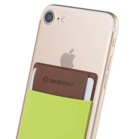 Sinjimoru Credit Card Holder for Back of Phone, Stick on Wallet Functioning as Phone Card Holder, Phone Card Wallet, iPhone Card Holder/Credit Card Case for Cell Phone. Sinji Pouch Flap, Green.