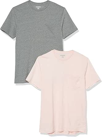 Amazon Essentials Mens 2-Pack Slim-fit Short-Sleeve Crewneck T-shirtT-Shirt