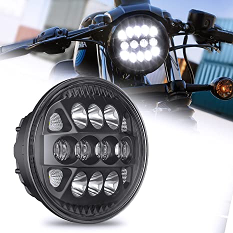 SUPAREE 5-3/4” 5.75 Inch LED Headlight for Dyna Street Bob Super Wide Glide Low Rider Night Rod Train Softail Deuce Sportster Iron 883
