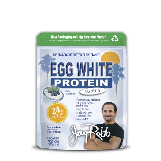 Jay Robb - Egg White Protein Powder, Outrageously Delicious, Vanilla, 10 Servings (12 oz)