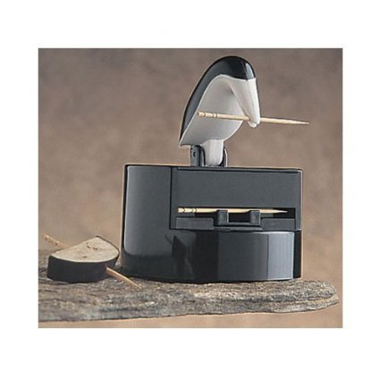 RSVP Willie Woodpicker Toothpick Dispenser with Black and White Penguin Pete Design