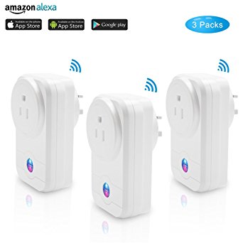 Alexa Wifi Smart Plug – PHIFO 3 Packs Smart Socket of Timer Switch Power, Voice Control and Smart Control, Works with Amazon Alexa/Google Assistant/Google Home, Control Your Devices from Anywhere (UK Plug)