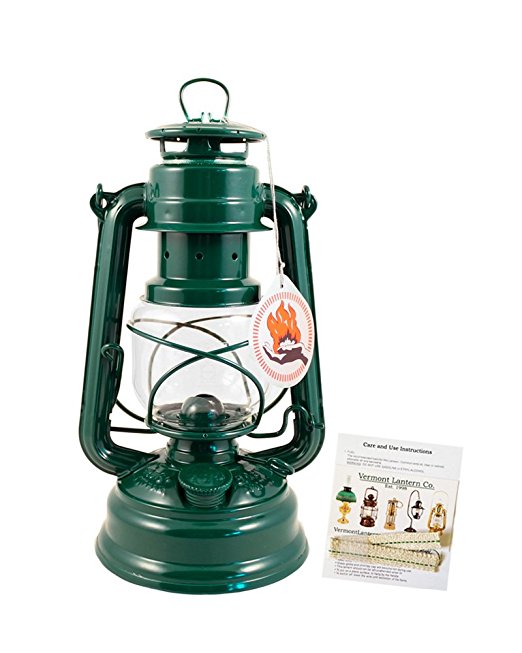 Feuerhand Hurricane Lantern - German Made Oil Lamp - 10" with Care Pack (Green)
