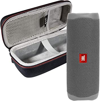 JBL FLIP 5 Portable Speaker IPX7 Waterproof On-The-Go Bundle with WRP Deluxe Hardshell Case (Gray)