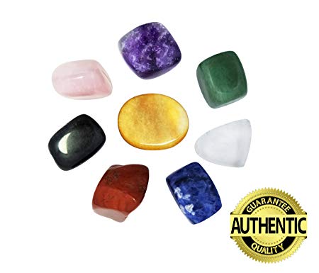 Chakra Stones Healing Crystals Set of 8, For Crystal Healing Meditation, Reiki or As Worry Stones or Palm Stones Thumb Stones and Crystal Therapy