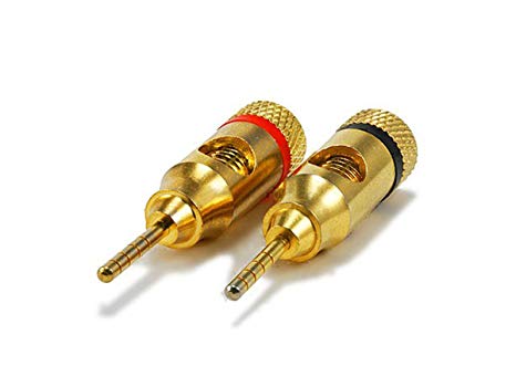 Monoprice 24k Gold Plated Speaker Pin Plugs, Pin Screw Type (1 Pair)