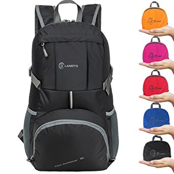 ZOMAKE Lightweight Backpack, 35L Hiking Water Resistant Foldable Backpack Daypack for Shool Travel Outdoor Camping(Black)