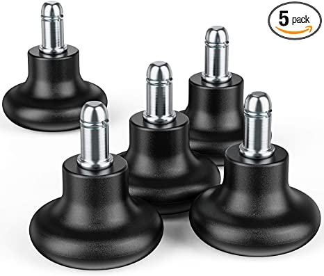 5 Packs Bell Glides for Office Chair without Wheels, PChero Replacement Rolling Chair Swivel Wheels Fixed Stationary Castors for Hard Wood Tile Carpet Floors - Low Profile