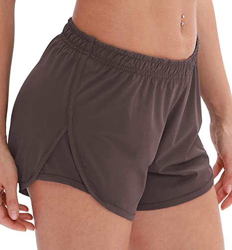 icyzone Workout Shorts Built-in Brief - Women's Gym Exercise Athletic Running Yoga Shorts