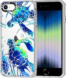 MOSNOVO Case for iPhone SE, iPhone 8 & iPhone 7, [Buffertech 6.6ft Military-Grade Drop Protection] [Anti Peel Off Tech] Clear TPU Bumper Phone Case Cover Design - Sea Turtles