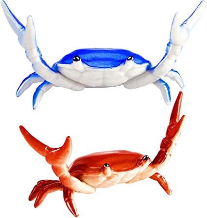 2 Pieces Japanese Creative Cute Crab Pen Holder Weightlifting Crabs Pen Holder Stand Bracket Storage Pen Rack for Back to School Graduation Gift Office Home Store Accessories Holder (Red, Blue)