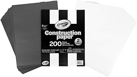 Crayola Black & White Construction Paper Bulk, Amazon Exclusive, 200 Sheets