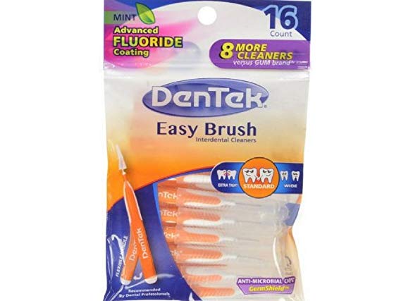 DenTek Easy Brush Interdental Cleaners, Mint 16 ea ( Pack of 12 )