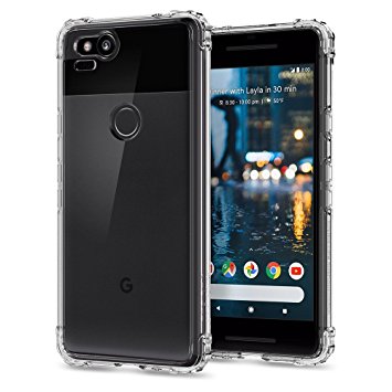 Google Pixel 2 Case, Spigen [Crystal Shell] [Crystal Clear] Clear Back Panel and Reinforced Corners with TPU Bumper Case Cover for Pixel 2 (2017) - Crystal Clear - F16CS22252