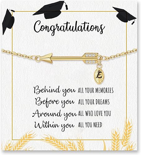 Graduation Gifts for Her 2024, 2024 Graduation Gifts High School College Graduation Gifts for Teen Girls 5th 8th Grade Masters Degree Grads Initial Bracelets for Women Letter A-Z Charm Bracelet Daughter Niece Granddaughter Girlfriend Jewelry