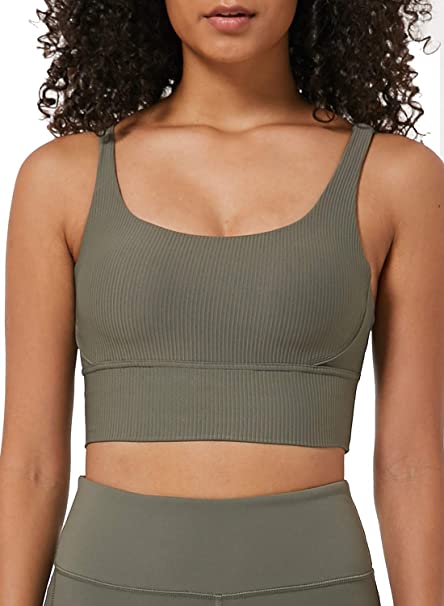 Ouber Women's Ribbed Sports Bras High Impact Strappy Back Fitness Yoga Bra