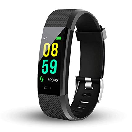 Mobistone ID115 Plus Bluetooth Fitness Band Smart Watch Tracker with Heart Rate Sensor Activity Tracker Waterproof Body Functions Like Steps and Calorie Counter, Blood Pressure, OLED Touchscreen