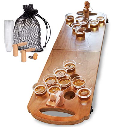 Sharper Image Mini Beer Pong Tabletop Table, 25 Cups, and Balls Set with Holes, Includes Carrying Case/Bag, Portable and Foldable for Indoor and Outdoor Party, Tailgating Games, Pool, College
