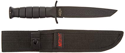 MTech USA MT-113 Rescue Team Fixed Blade Survival Knife, Black Straight Edge Tanto Blade, Black Handle, 10-1/2-Inch Overall
