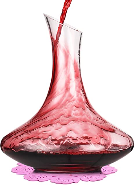 BOQO Catle Wine Decanter,Hand Blown Lead-Free Crystal Glass,Red Wine Carafe,Wine Gifts,Wine Accessories 1800ml