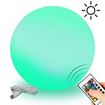 GoZheec Garden Solar Light 12'' Led Ball Light IP65 Waterproof 16 RGB Colour Ball Lamp with Remote for Pool/Outdoor/Garden/Party