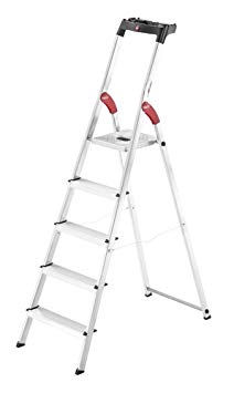 Hailo 8160-527 L60 5 Lightweight Folding Aluminum Step Ladder with Built-in Worktray