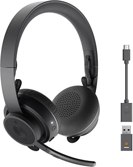 Logitech Zone 900 Over-Ear Wireless Bluetooth Headset with advanced noise-cancelling microphone, connect up to 6 wireless devices with one receiver, quick access to ANC and Bluetooth - Grey