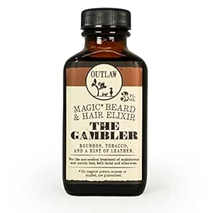 The Gambler Bourbon Scent Natural Beard Oil for the Whiskey Lover - Bourbon, Tobacco & Leather Scent - Good for Skin & Hair - By Outlaw