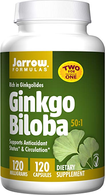 Jarrow Formulas Ginkgo Biloba, Supports Antioxidant Status & Circulation, 120mg, 120 Capsules