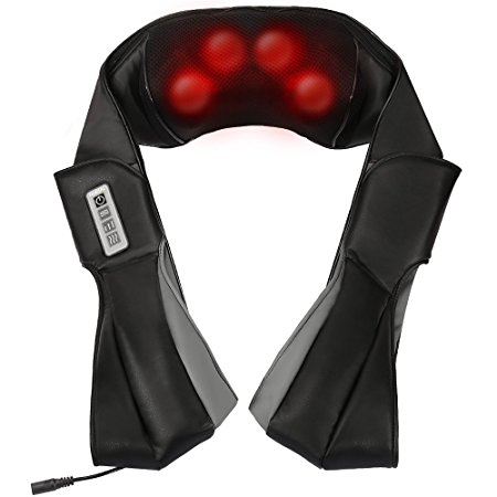 3D Shiatsu Neck & Shoulder Deep-Kneading Massager with Heat and Vibration Therapy for Foot, Back, Neck and Shoulder Pain