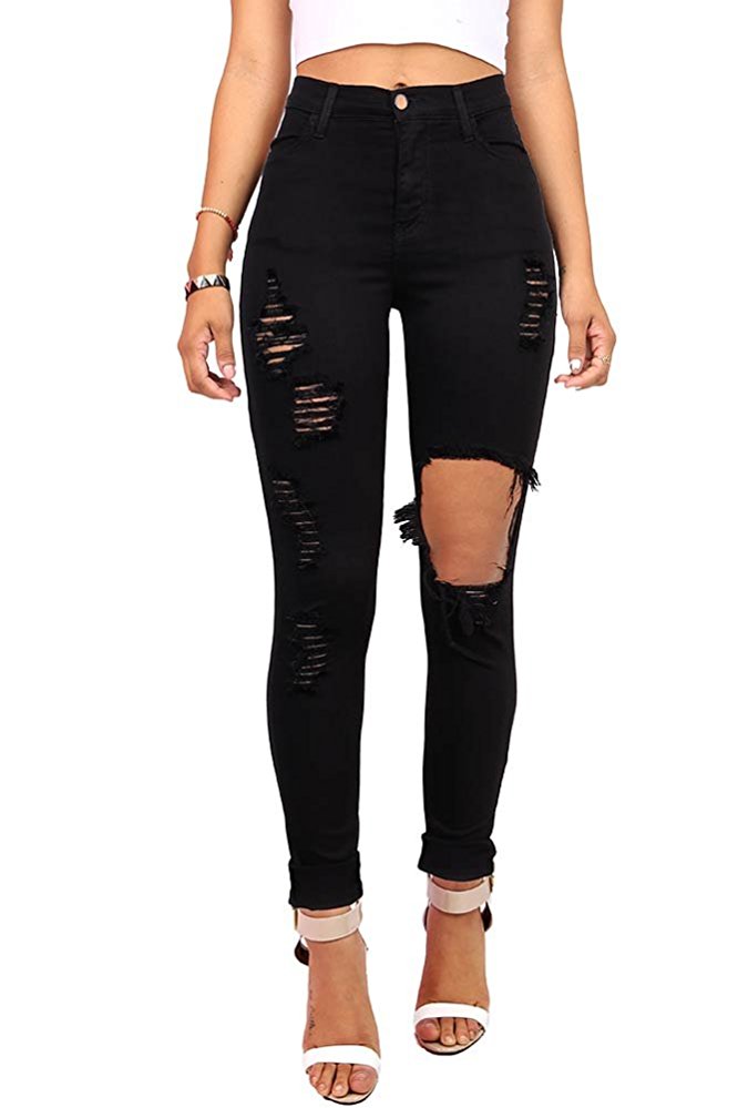 Vibrant Women's Juniors Ripped New High Rise Skinny Jeans