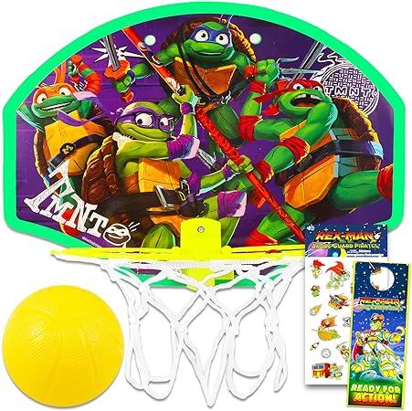 Teenage Mutant Ninja Turtles Basketball Hoop Bundle - TMNT Indoor Basketball Hoop TMNT Toys Plus Stickers, More | TMNT Toys and Games for Kids