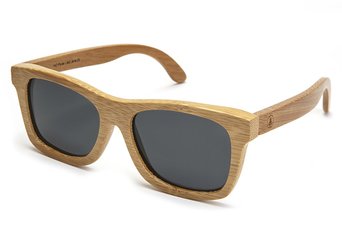 Tree Tribe Bamboo Wood Polarized Sunglasses - Floating Natural Wayfarer Frames Hard Case