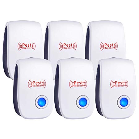 Ultrasonic Pest Repeller, 2020 Upgraded, Electronic Indoor Pest Repellent Plug in for Insects, Mice,Ant, Mosquito, Spider, Rodent, Roach, Mosquito Repellent for Children and Pets' Safe,6 Packs