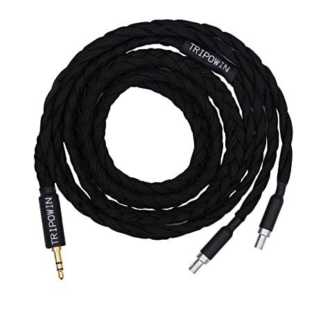 Tripowin GranVia Upgraded OFC High Purity Headphone Audio Replacement Cable (3.5mm Plug, HD800, 1.5m Length, Black)