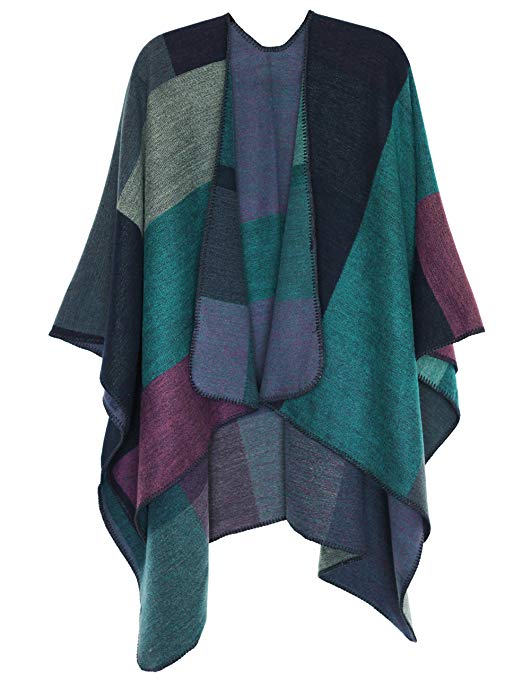 Women's Printed Poncho Cape Shawl Fashionable Open Front Wrap Gift from Yoimira