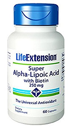 Life Extension Super Alpha Lipoic with Biotin 250 Mg Capsules, 60-Count