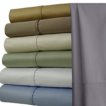Luxury Solid Grey Queen 1000 Thread Count Sheet Set- 100% Long Staple Cotton Sateen Weave Sheets